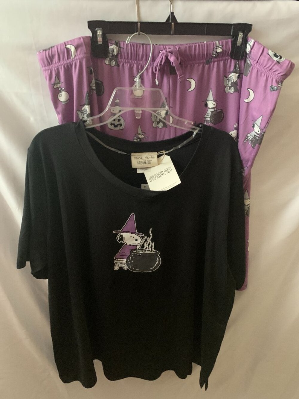 MUNKI MUNKI X PEANUTS Snoopy Witch Halloween Pajamas Set Sz 1X